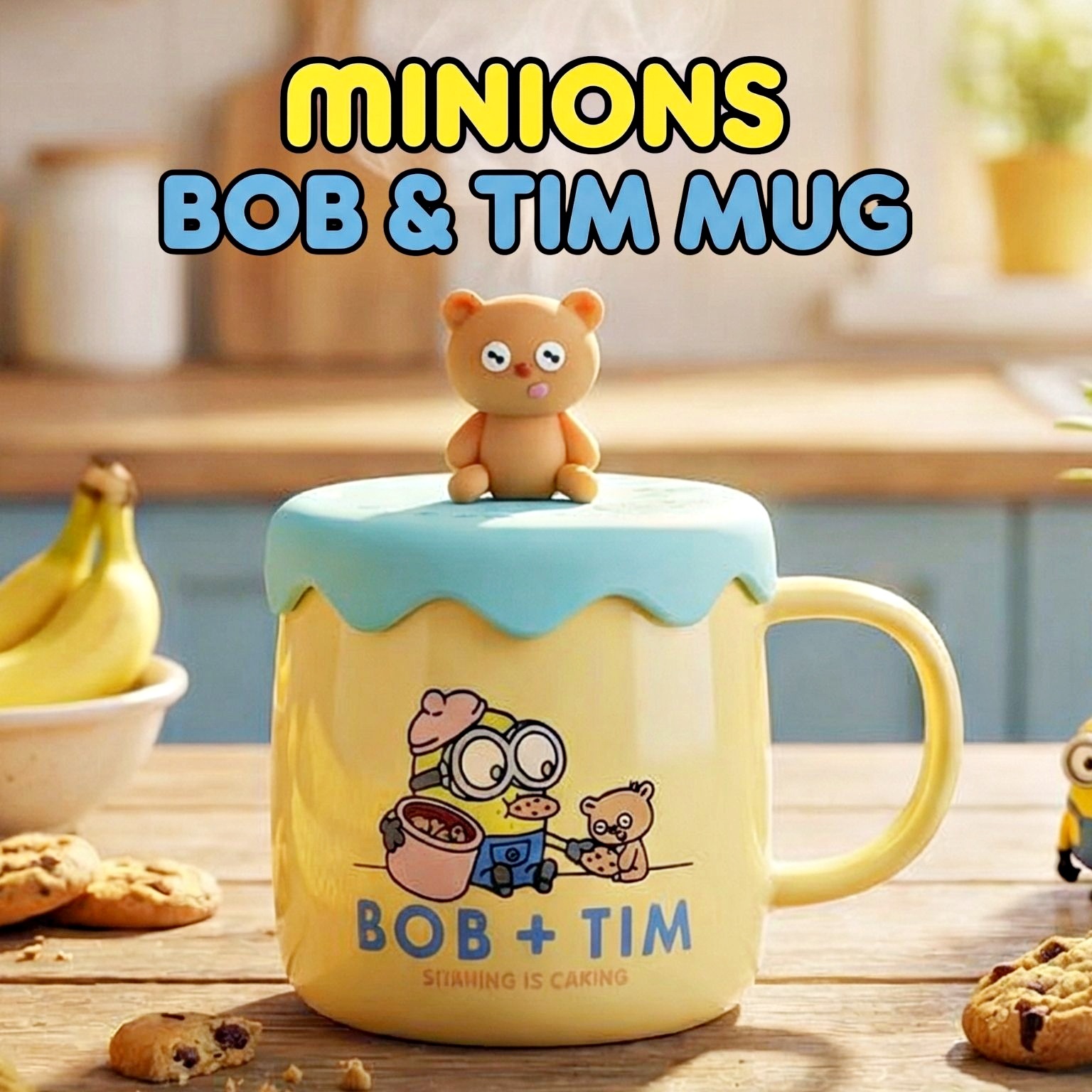 Minions|ceramic mug with silicon lids | cup(380ml)