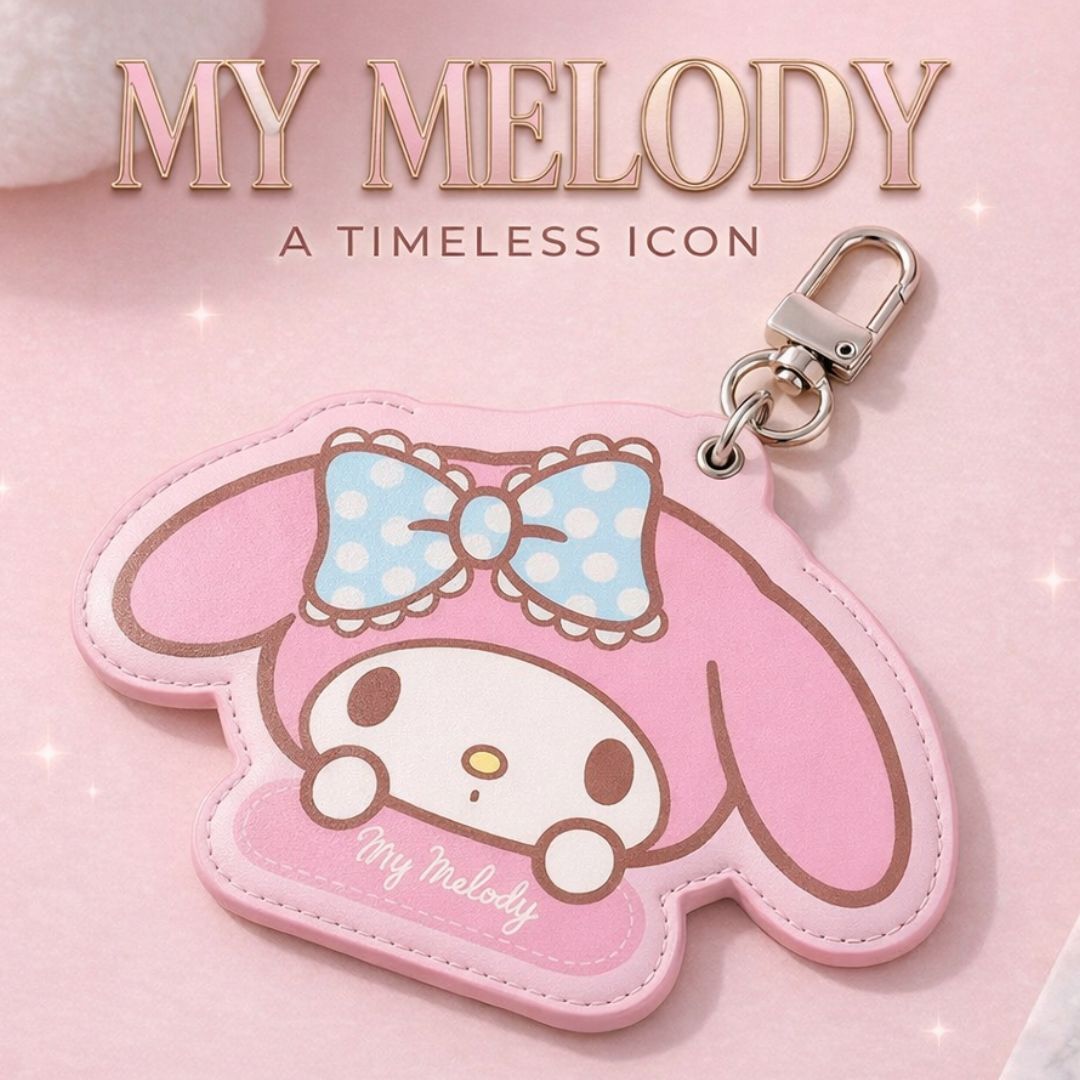 MY MELODY Leather Octopus Card Holder & ID Badge Lanyard