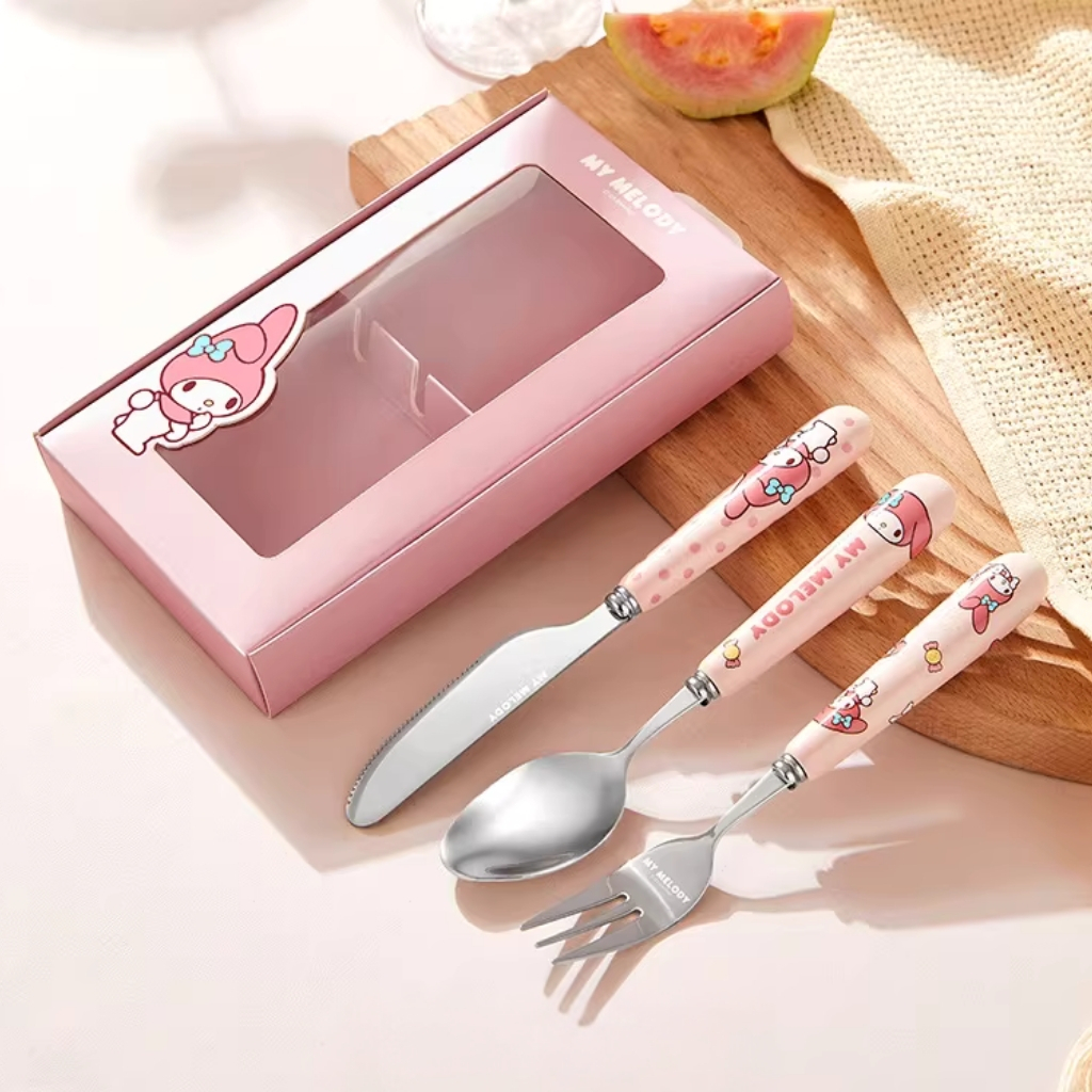 MY MELODY Sanrio | 304 stainless steel cutlery set | Gift box (spoon, fork, knife)