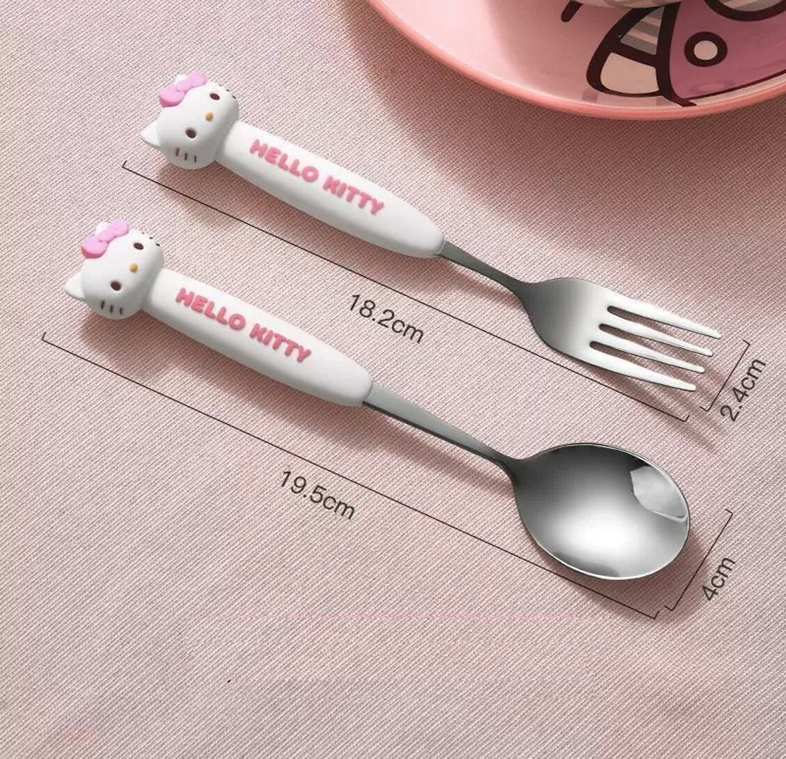Hello Kitty Sanrio |3D stainless steel Spoon+fork