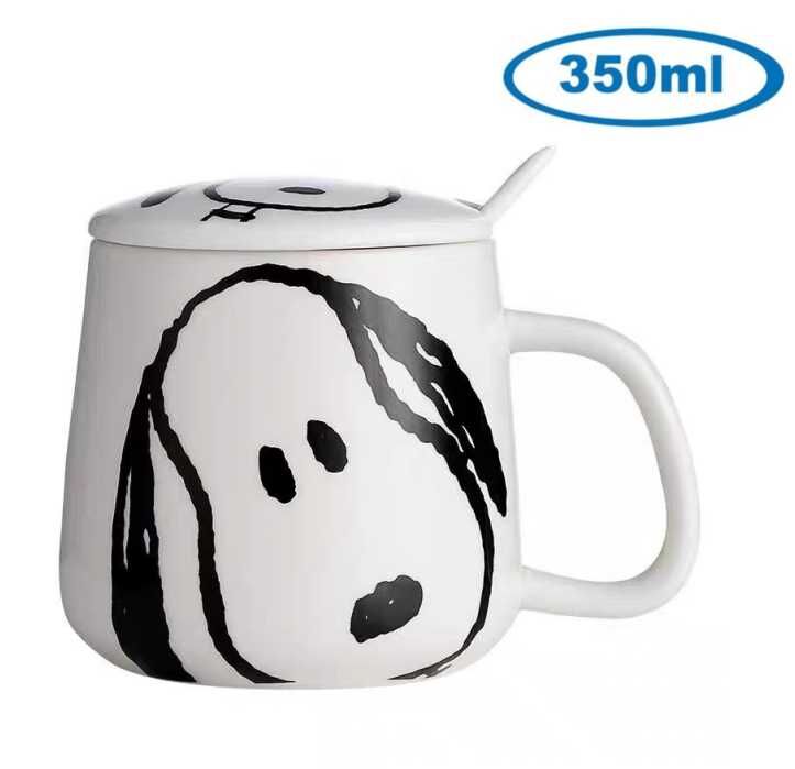 SNOOPY | ceramic cup with lids |spoon set