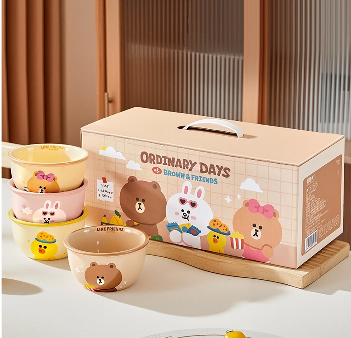 LINE FRIENDS - 4P ceramic bowl gift set