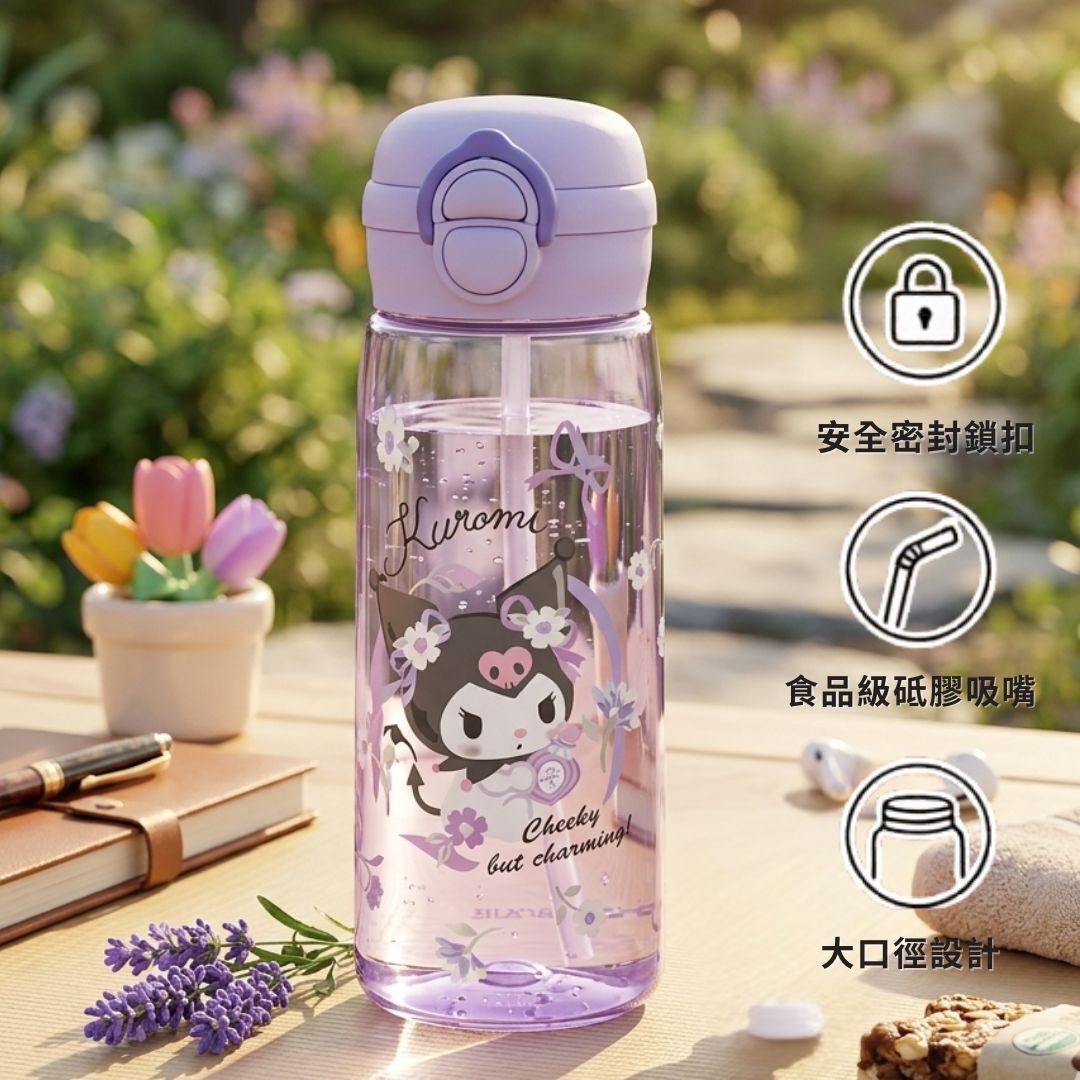 Kuromi Sanrio|Straw with water bottle(500ml)