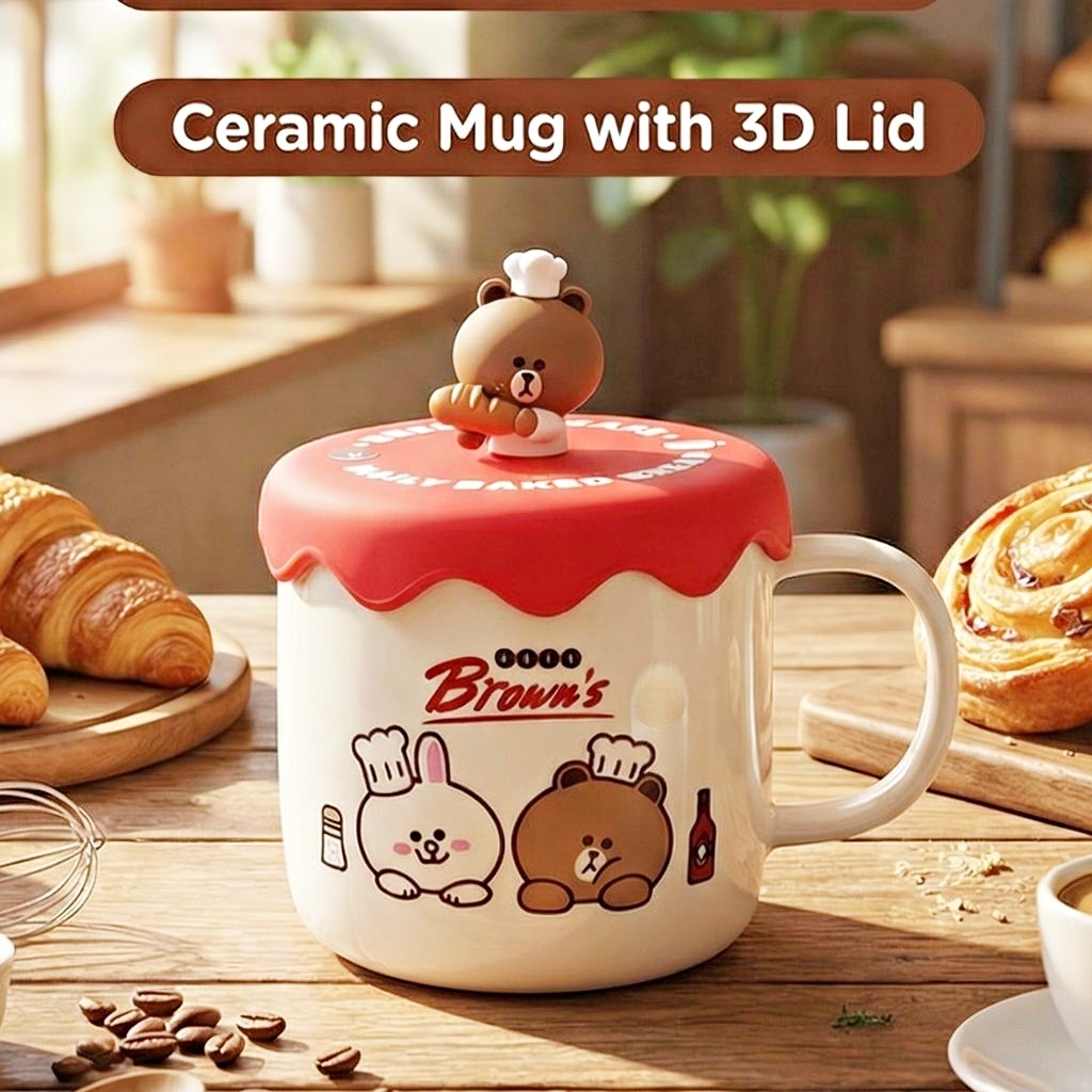 LINE FRIENDS|ceramic mug with silicon lids | cup(380ml)