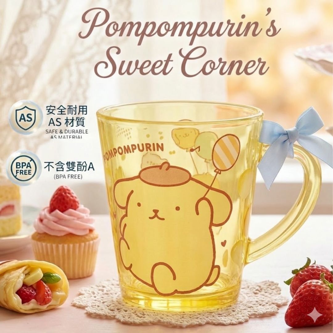 POMPOMPURIN Sanrio child crystal glass